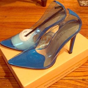 Extra Clear Blue Transparent Perspex Heels